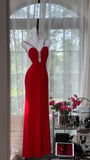 Niulatu Red Sweetheart Neck Sheath Chiffon Backless Long Party Dresses Elegant Simple Evening Gowns with Diamonds HZ1031