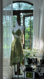 Niulatu Green Spaghetti Straps A-Line Chiffon Beaded Short Prom Dresses HZ1031