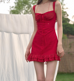 Niulatu Red Square Neck A-Line Short Birthday Party Dress HZ1031