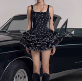 Niulatu Black Square Neck A-Line Satin Short Prom Dresses Cocktail Party Dress HZ1031