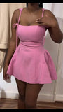 Niulatu Pink Spaghetti Straps A-Line Satin Short Party Dress Sweet 16 Birthday Evening Gowns HZ1031