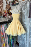 Niulatu Yellow Spaghetti Straps A-Line Chiffon Short Birthday Party Dress HZ1031