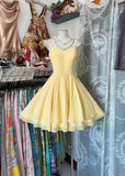 Niulatu Yellow Spaghetti Straps A-Line Chiffon Short Birthday Party Dress HZ1031