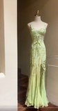 Niulatu Green Sweetheart Mermaid Chiffon Beaded Prom Dresses Vintage Evening Gowns HZ1031