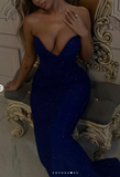 Niulatu Navy Blue Sweetheart Mermaid Long Prom Dresses Sparkling Formal Evening Gowns HZ1031