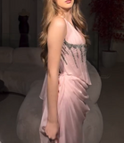 Niulatu Pink Halter Neck Sheath Satin Two Piece Prom Dresses Elegant Evening Gowns HZ1031