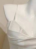 Niulatu White Spaghetti Straps Sheath Satin Long Prom Dresses Formal Evening Gowns HZ1031