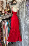 Niulatu Red Spaghetti Strap Sheath Chiffon Long Prom Dresses Elegant Wedding Guest Dresses HZ1031