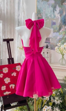 Niulatu Fuchsia Halter Neck A-Line Chiffon Short Party Dress Cocktail Outfit HZ1031