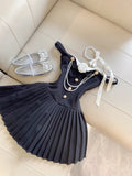Niulatu Black Hepburn Style Off-shoulder A-Line Pleated Short Party Dress HZ1031
