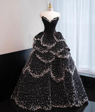 Niulatu Black Strapless A-Line Velvet Beaded Long Evening Gown Elegant Wedding Dress HZ1031