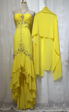 Niulatu Yellow Halter Neck Sheath Chiffon Beaded Hi-Lo Prom Dresses Elegant Wedding Guest Dresses HZ1031