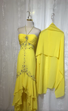 Niulatu Yellow Halter Neck Sheath Chiffon Beaded Hi-Lo Prom Dresses Elegant Wedding Guest Dresses HZ1031