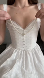 Niulatu White V-Neck A-Line Lace Short Birthday Party Dress HZ1031
