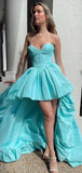 Niulatu Blue Sweetheart Neck A-Line Taffeta Hi-Lo Evening Gown Fashion Party Dress HZ1031