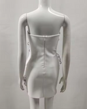 Niulatu White Strapless Birthday Dresses Sheath Satin White Short Formal Dresses Fashion Party Dresses HZ1031