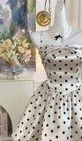 Niulatu Spaghetti Straps Polka Dot A-Line Satin Short Outdoor Party Dress Homecoming Dress HZ1031
