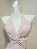 Niulatu Pink V-neck Sheath Chiffon Prom Dresses Elegant Birthday Evening Gowns with Ruffles HZ1031