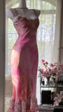Niulatu Pink Square Neck Sheath Lace Chiffon Short Vintage Prom Dresses HZ1031