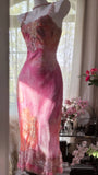 Niulatu Pink Square Neck Sheath Lace Chiffon Short Vintage Prom Dresses HZ1031