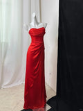 Niulatu Green Spaghetti Straps A-Line Satin Long Prom Dresses Formal Evening Dresses HZ1031