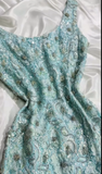 Niulatu Blue Jewel Sheath Lace Beaded Short Retro Evening Gowns HZ1031