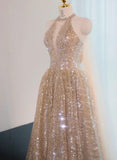 Niulatu Elephant V-neck A-Line Tulle Sequins Beaded Long Prom Dresses Formal Evening Gowns HZ1031