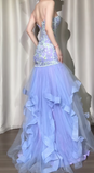 Niulatu Purple Sweetheart Neck Mermaid Long Tulle Evening Gown Stunning Prom Dresses with Embroidered Appliques HZ1031