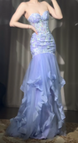 Niulatu Purple Sweetheart Neck Mermaid Long Tulle Evening Gown Stunning Prom Dresses with Embroidered Appliques HZ1031