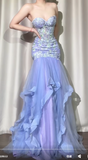 Niulatu Purple Sweetheart Neck Mermaid Long Tulle Evening Gown Stunning Prom Dresses with Embroidered Appliques HZ1031