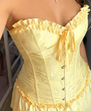 Niulatu Yellow Strapless Bodycon Chiffon Satin Short Party Dress Fashion Homecoming Dress HZ1031