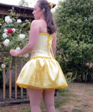 Niulatu Yellow Off Shoulder Sheath Satin Short Homecoming Dress HZ1031