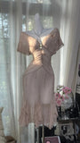 Niulatu V-neck Short Sleeve Chiffon Short Dress HZ1031