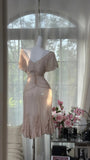 Niulatu V-neck Short Sleeve Chiffon Short Dress HZ1031