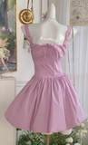 Niulatu Pink Square Neck A-Line Satin Short Party Dress for Birthday Sweet 16 Dress HZ1031