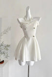 Niulatu White Strapless A-Line Short Birthday Dress Elegant Party Dress HZ1031