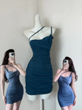 Niulatu Jade Asymmetric Neck Bodycon Short Evening Dress Fashion Party Dress HZ1031