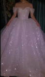 Niulatu Strapless Glitter Tulle Long Ball Gown Elegant Convertible Wedding Dresses HZ1031