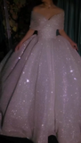 Niulatu Strapless Glitter Tulle Long Ball Gown Elegant Convertible Wedding Dresses HZ1031