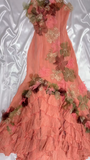 Niulatu Dark Peach Spaghetti Straps Mermaid Chiffon Long Stunning Prom Dresses Sweet 16 Evening Dress with Appliques HZ1031