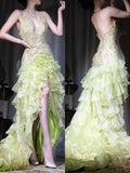 Niulatu Green Halter NecHi-Lok Tulle Beaded Long Prom Dresses with Open Back HZ1031