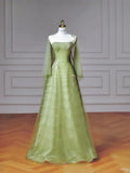 Niulatu Green Strapless A-Line Tulle Evening Gowns Sweet 16 Dress Quinceanera Dress HZ1031