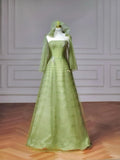 Niulatu Green Strapless A-Line Tulle Evening Gowns Sweet 16 Dress Quinceanera Dress HZ1031