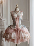 Niulatu Pink Spaghetti Straps Tulle Lace Lolita Short Prom Dress Sweet 16 Dress HZ1031