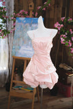 Niulatu Pink Spaghetti Straps A-Line Satin Short Evening Dress Sweet Homecoming Dress HZ1031
