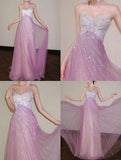 Niulatu Pink Sweetheart A-Line Tulle Sequins Long Prom Dresses Elegant Formal Evening Gowns HZ1031