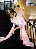 Niulatu Pink Sweetheart A-Line Satin Sequin Short Prom Dresses Fashion Homecoming Dress HZ1031