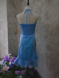 Niulatu Blue Halter Bodycon Chiffon Short Prom Dresses Gorgeous Party Dress HZ1031