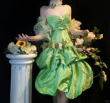 Niulatu Green Sweetheart Neck A-Line Satin Short Prom Dresses HZ1031
