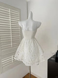 Niulatu White Sweetheart Neck A-Line Lace Short Birthday Dress Pool Party Dress HZ1031